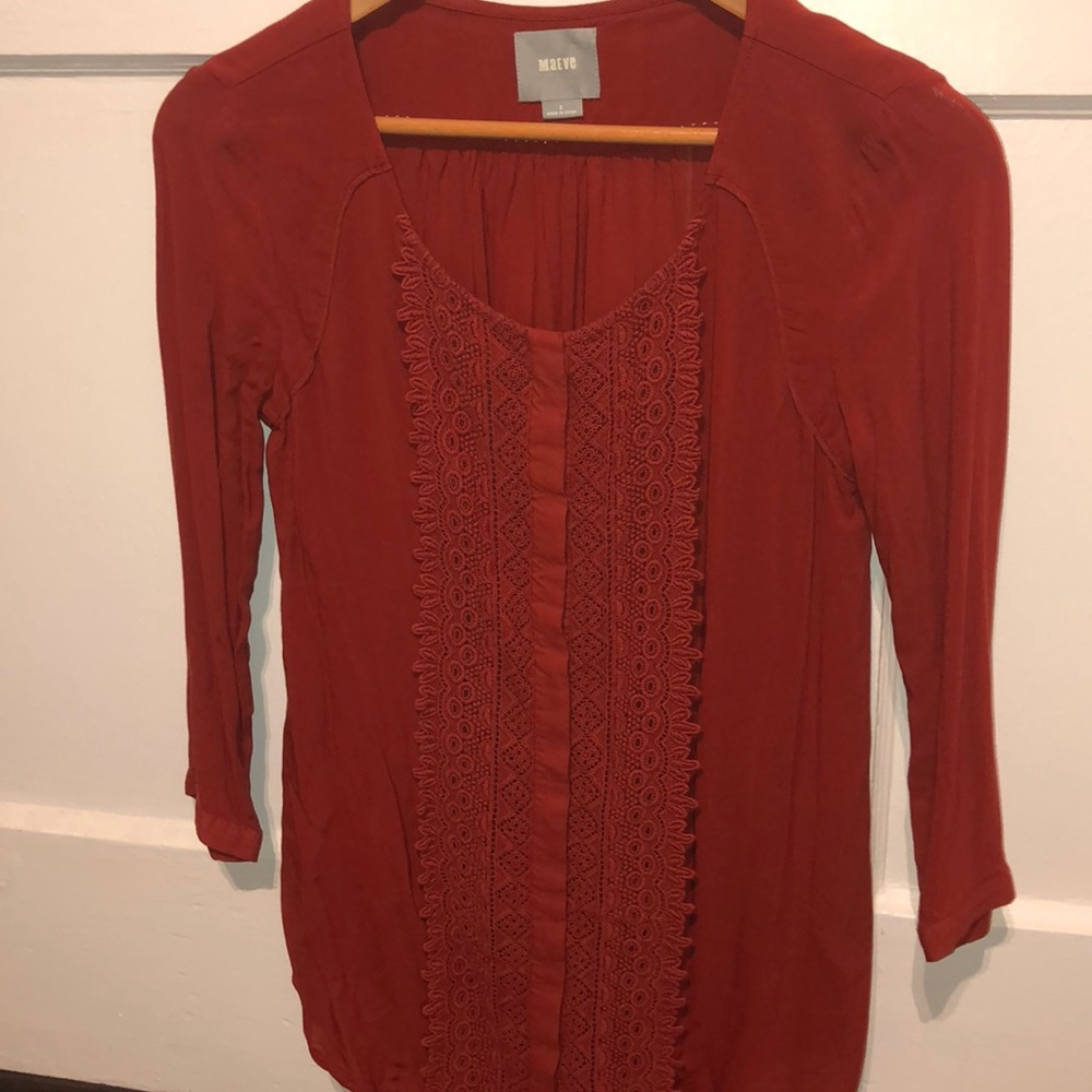 Burnt Orange Embroidered Blouse